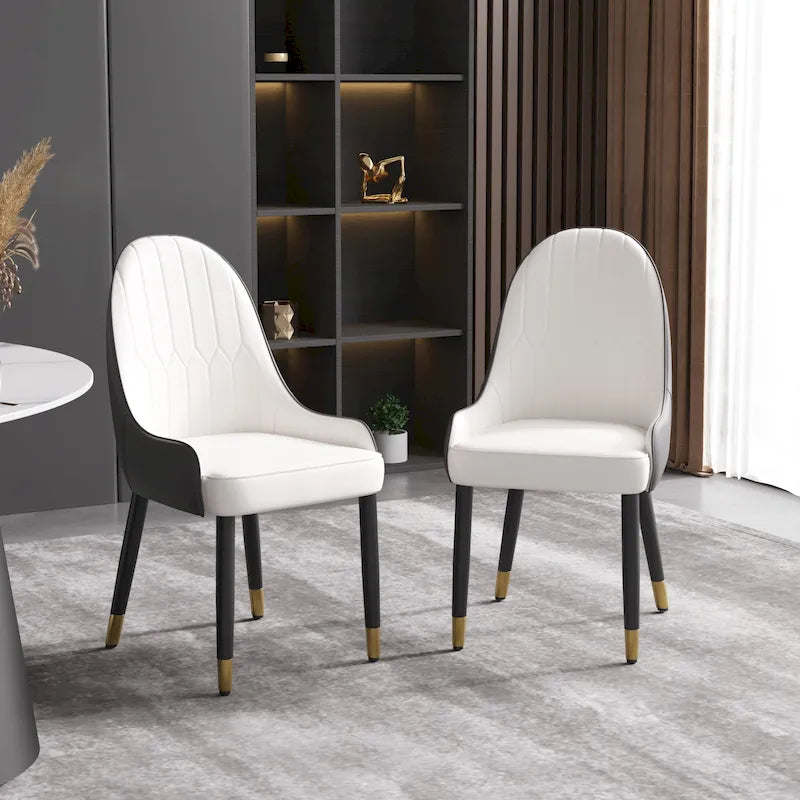 Set di 2 sedie da pranzo moderne imbottite in pelle PU