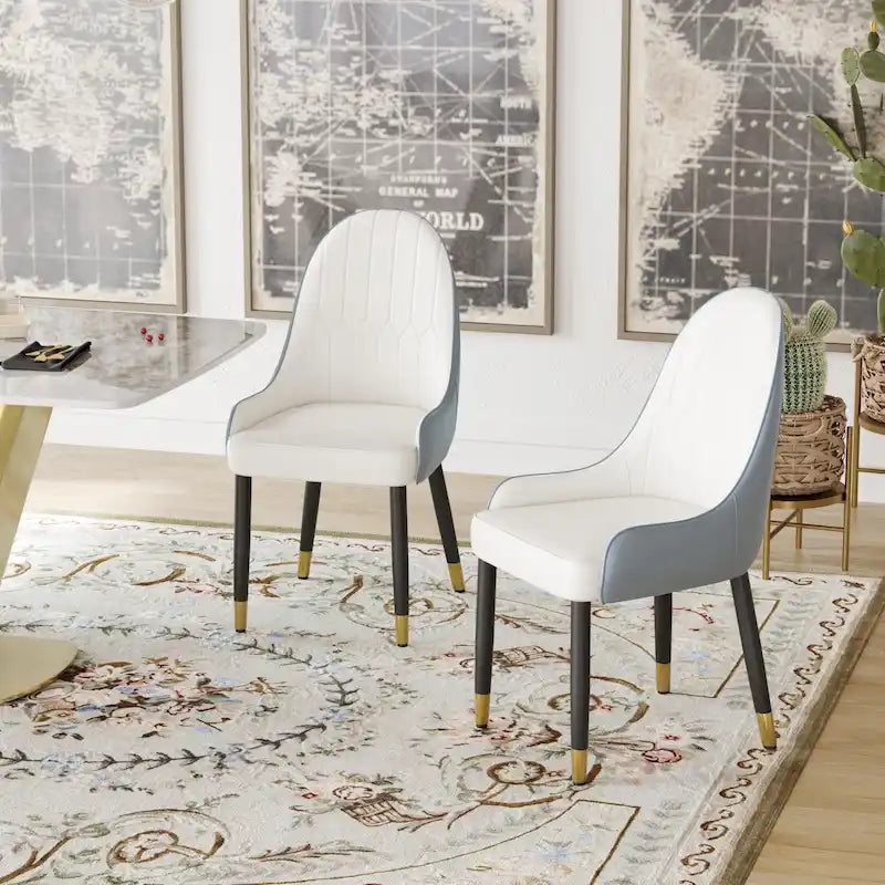 Set di 2 sedie da pranzo moderne imbottite in pelle PU
