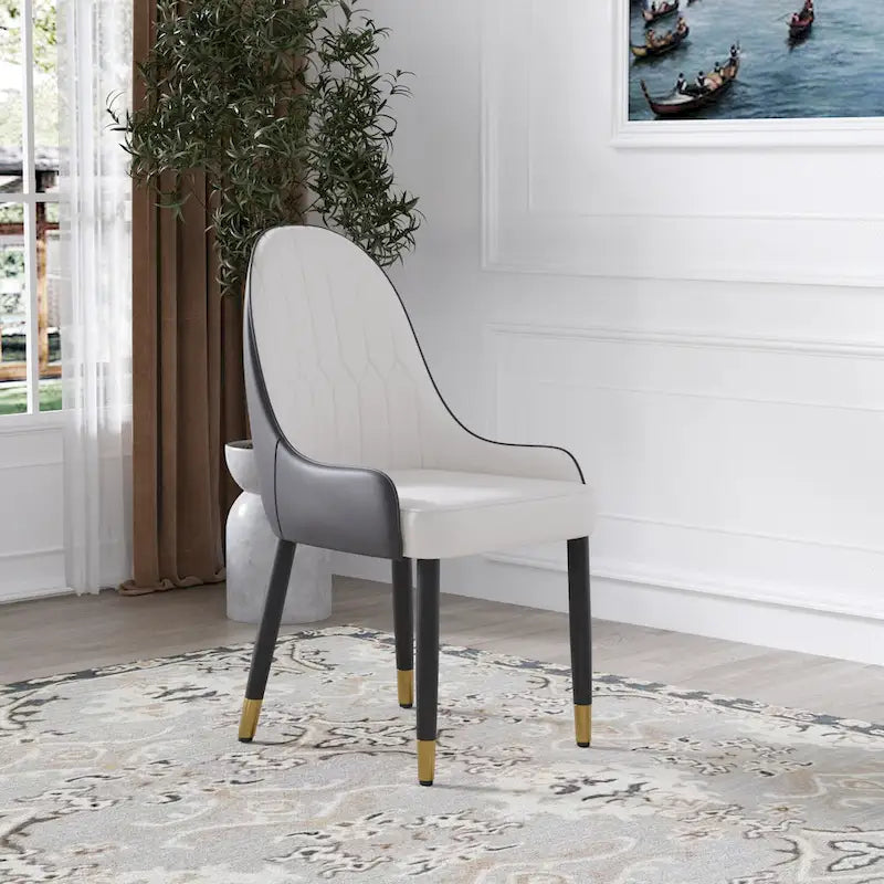 Set di 2 sedie da pranzo moderne imbottite in pelle PU