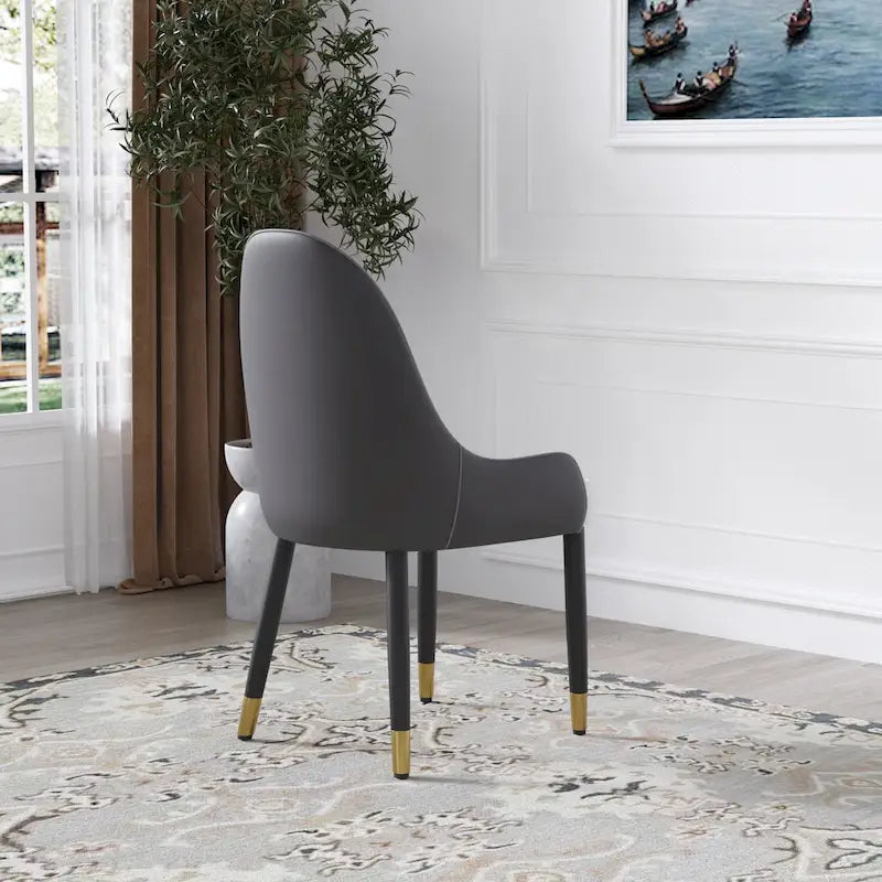 Set di 2 sedie da pranzo moderne imbottite in pelle PU