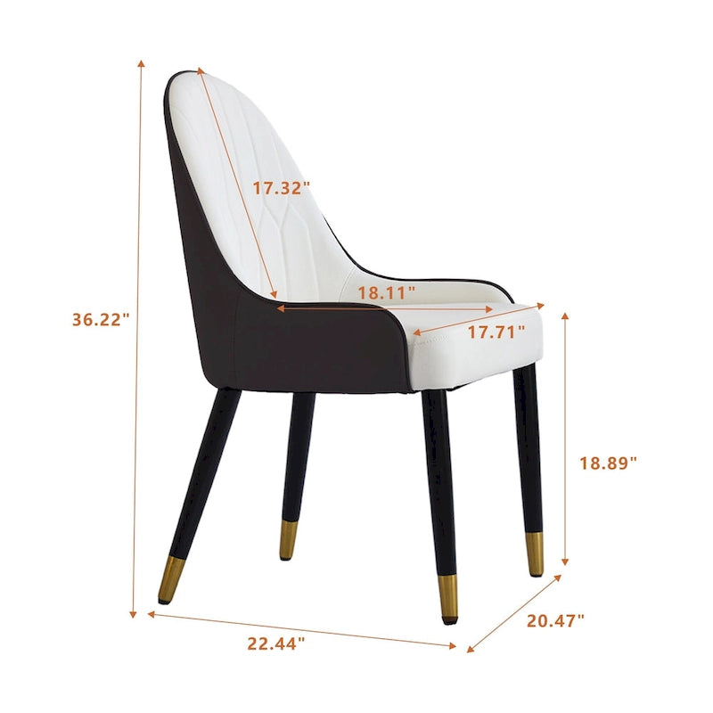Set di 2 sedie da pranzo moderne imbottite in pelle PU
