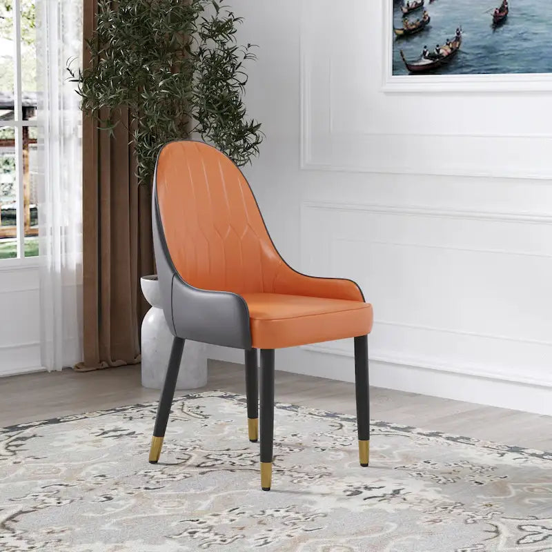 Set di 2 sedie da pranzo moderne imbottite in pelle PU