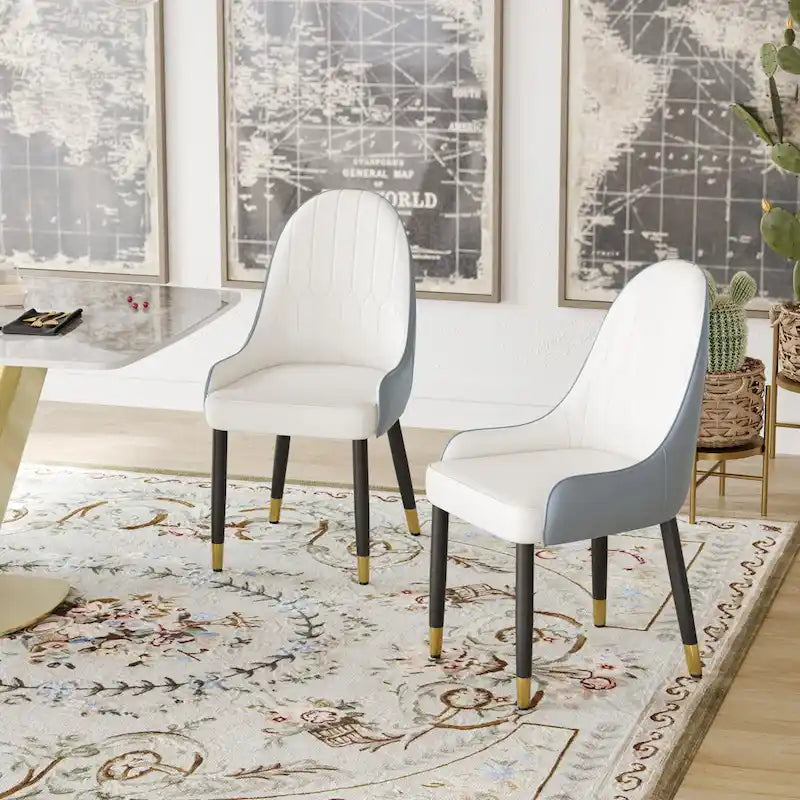 Set di 2 sedie da pranzo moderne imbottite in pelle PU