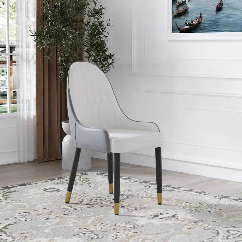Set di 2 sedie da pranzo moderne imbottite in pelle PU
