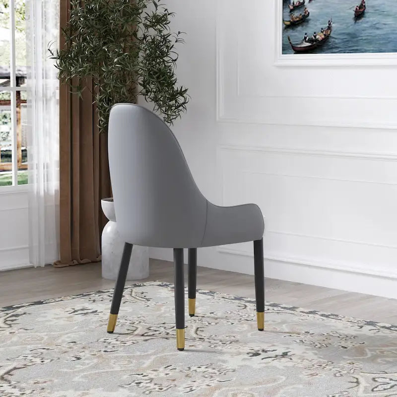Set di 2 sedie da pranzo moderne imbottite in pelle PU