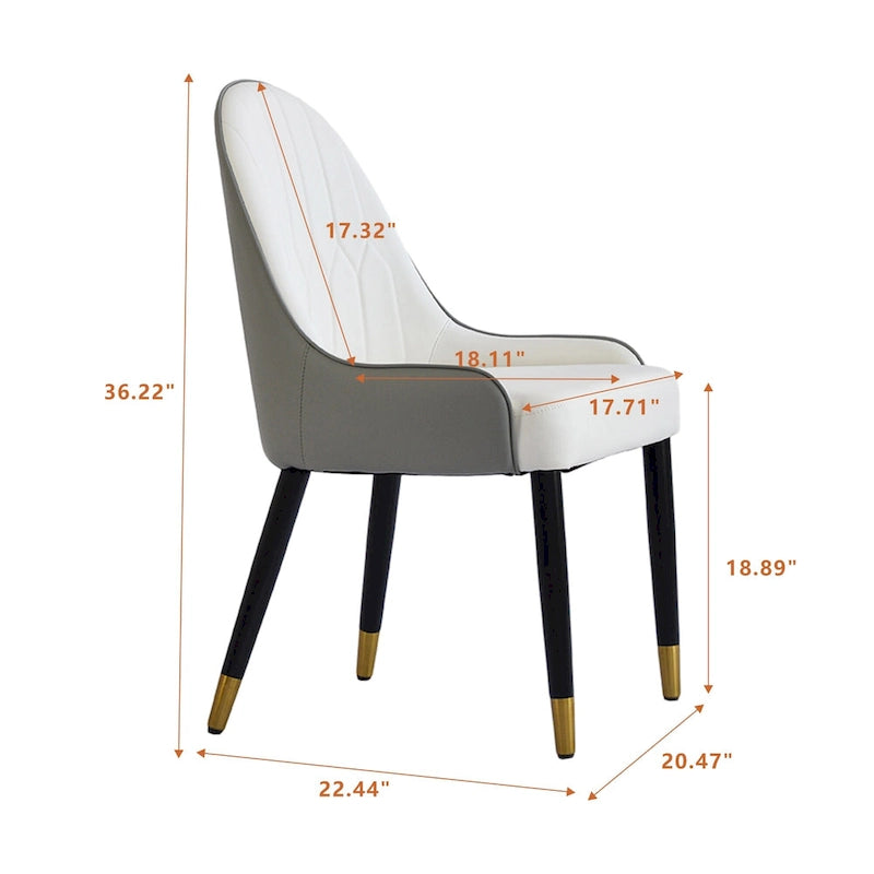 Set di 2 sedie da pranzo moderne imbottite in pelle PU