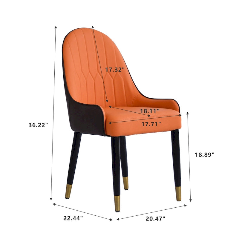 Set di 2 sedie da pranzo moderne imbottite in pelle PU