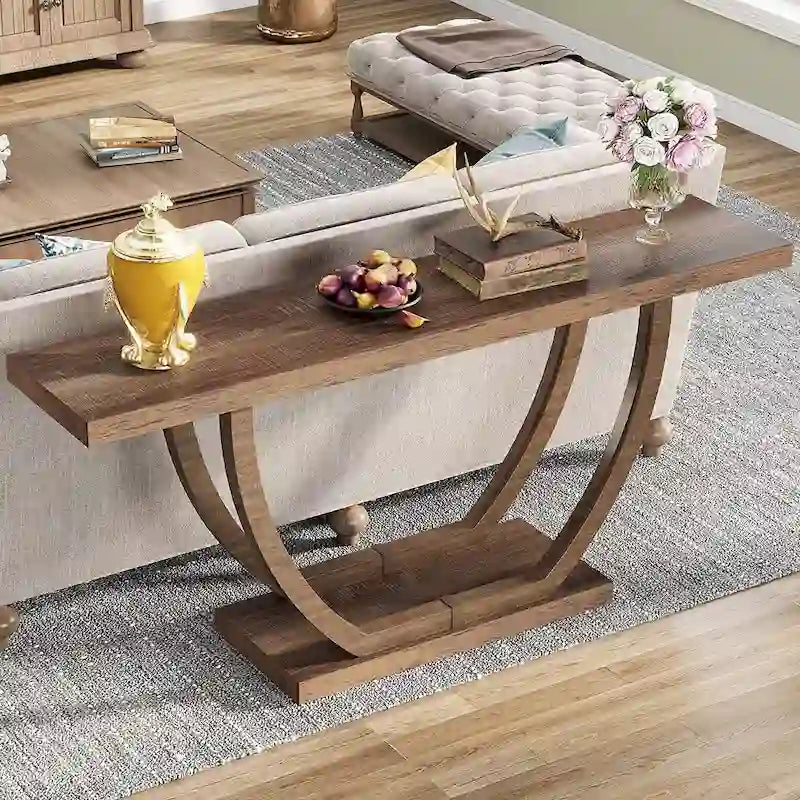 Tavolo Consolle da Ingresso Stile Rustico, Tavolino da Divano da 160 cm per Ingresso