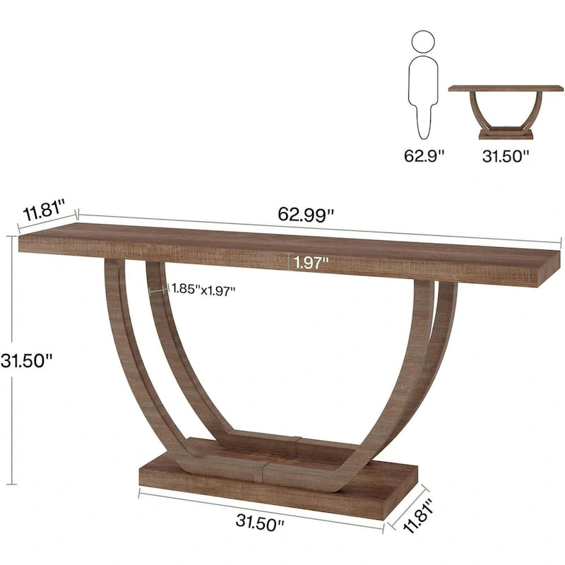 Tavolo Consolle da Ingresso Stile Rustico, Tavolino da Divano da 160 cm per Ingresso