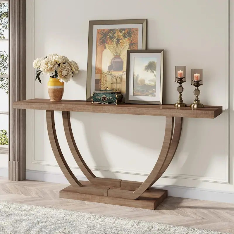 Tavolo Consolle da Ingresso Stile Rustico, Tavolino da Divano da 160 cm per Ingresso