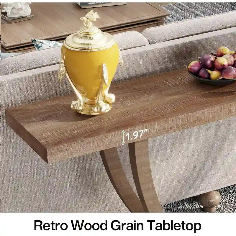 Tavolo Consolle da Ingresso Stile Rustico, Tavolino da Divano da 160 cm per Ingresso