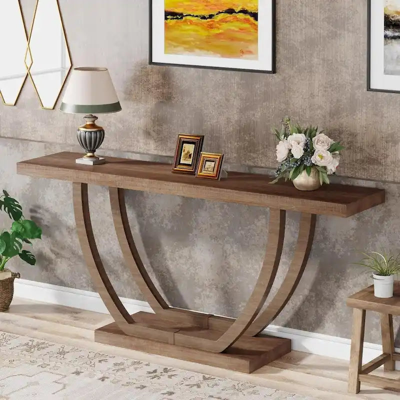 Tavolo Consolle da Ingresso Stile Rustico, Tavolino da Divano da 160 cm per Ingresso