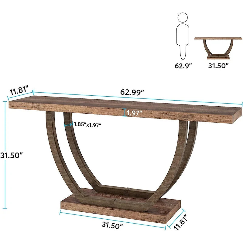 Tavolo Consolle da Ingresso Stile Rustico, Tavolino da Divano da 160 cm per Ingresso