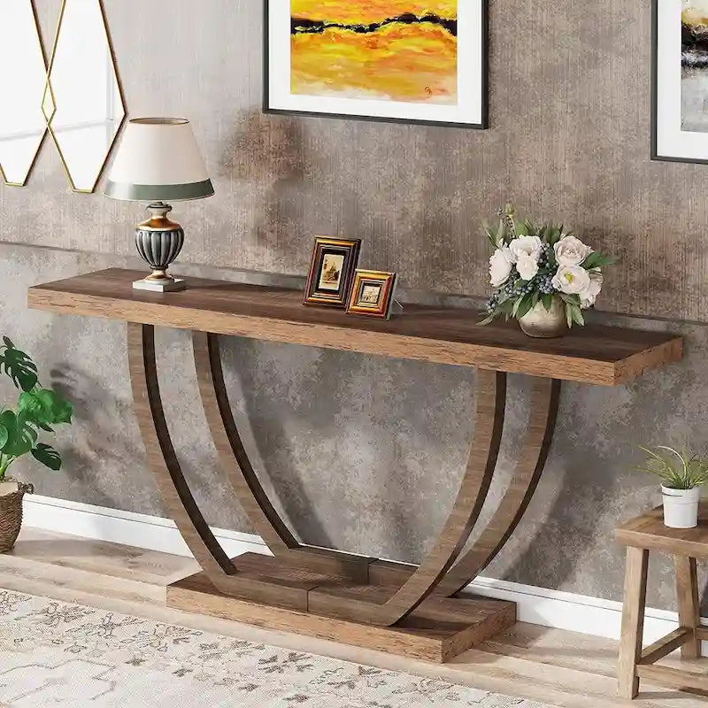 Tavolo Consolle da Ingresso Stile Rustico, Tavolino da Divano da 160 cm per Ingresso