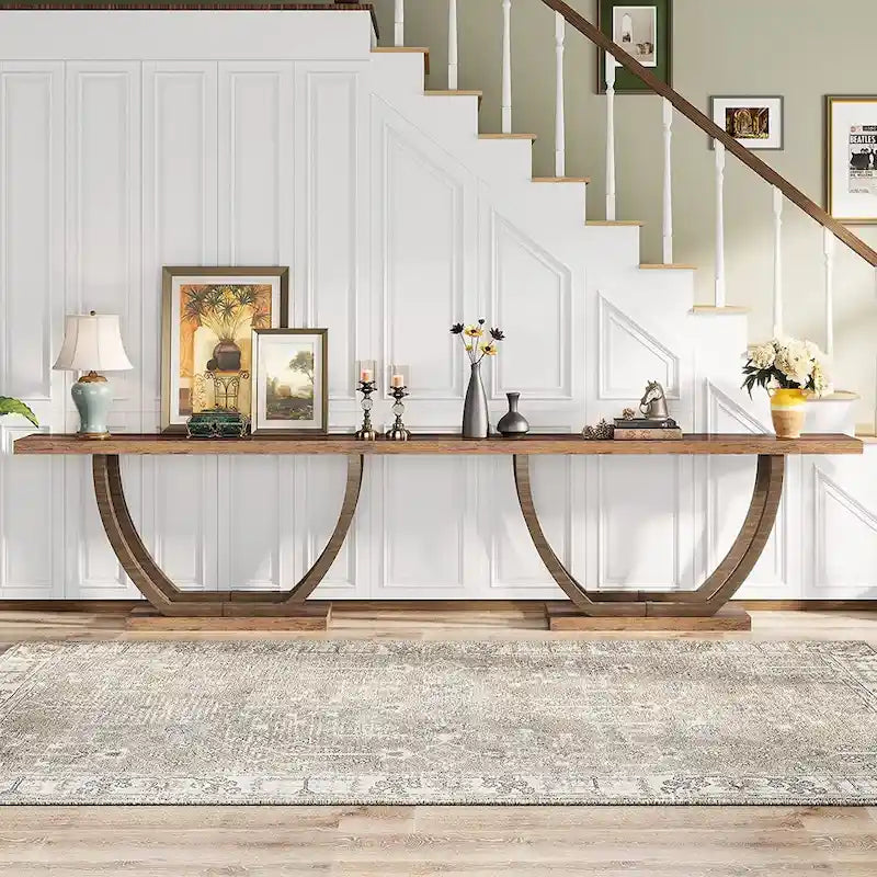 Tavolo Consolle da Ingresso Stile Rustico, Tavolino da Divano da 160 cm per Ingresso
