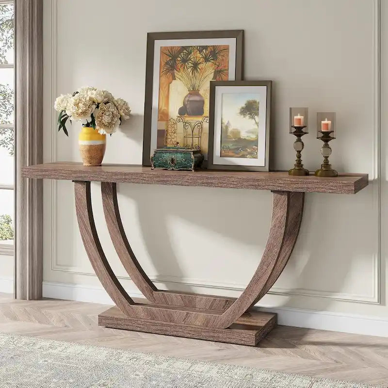 Tavolo Consolle da Ingresso Stile Rustico, Tavolino da Divano da 160 cm per Ingresso