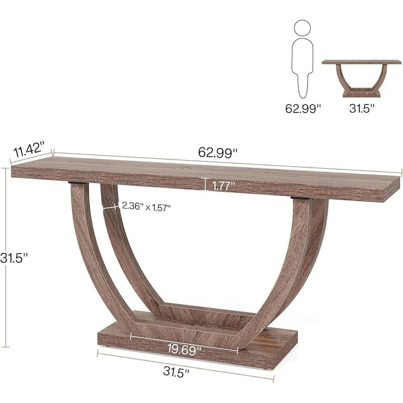 Tavolo Consolle da Ingresso Stile Rustico, Tavolino da Divano da 160 cm per Ingresso