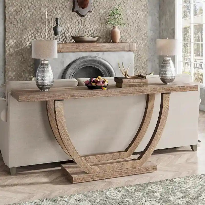 Tavolo Consolle da Ingresso Stile Rustico, Tavolino da Divano da 160 cm per Ingresso