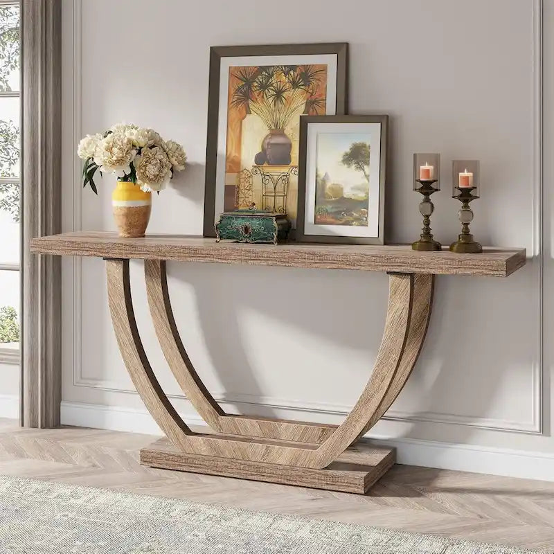 Tavolo Consolle da Ingresso Stile Rustico, Tavolino da Divano da 160 cm per Ingresso