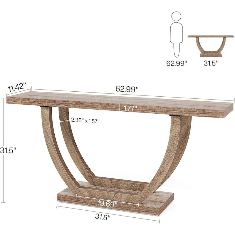 Tavolo Consolle da Ingresso Stile Rustico, Tavolino da Divano da 160 cm per Ingresso