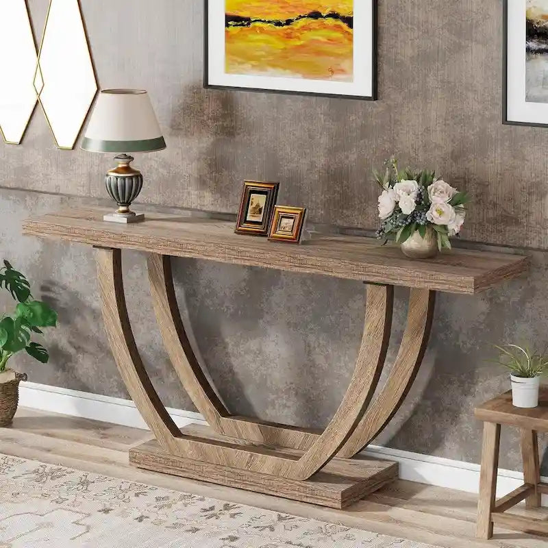 Tavolo Consolle da Ingresso Stile Rustico, Tavolino da Divano da 160 cm per Ingresso