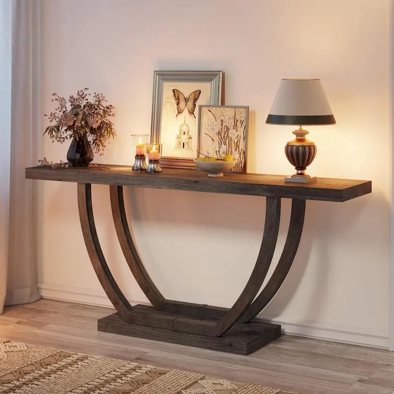 Tavolo Consolle da Ingresso Stile Rustico, Tavolino da Divano da 160 cm per Ingresso