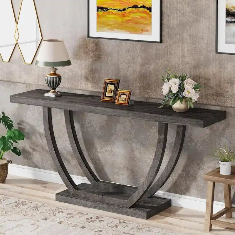 Tavolo Consolle da Ingresso Stile Rustico, Tavolino da Divano da 160 cm per Ingresso