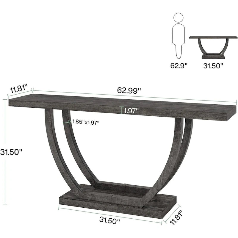 Tavolo Consolle da Ingresso Stile Rustico, Tavolino da Divano da 160 cm per Ingresso
