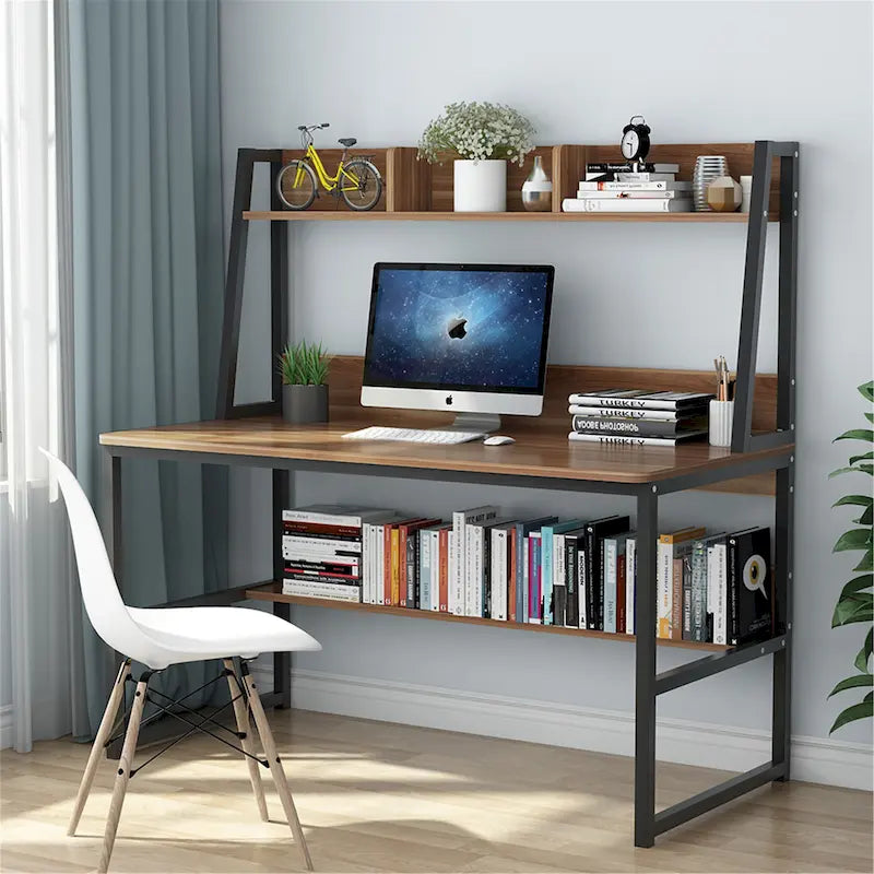 Scrivania da computer da 47 pollici con alzatina e libreria