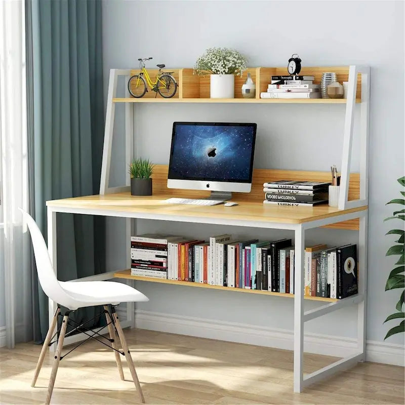 Scrivania da computer da 47 pollici con alzatina e libreria