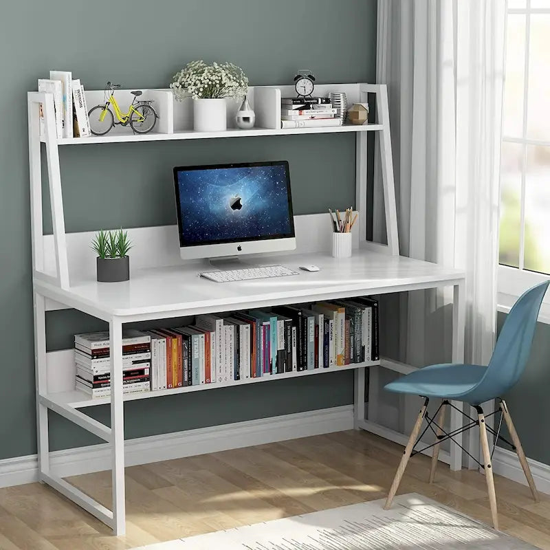 Scrivania da computer da 47 pollici con alzatina e libreria