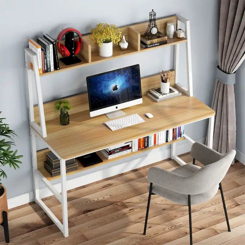 Scrivania da computer da 47 pollici con alzatina e libreria