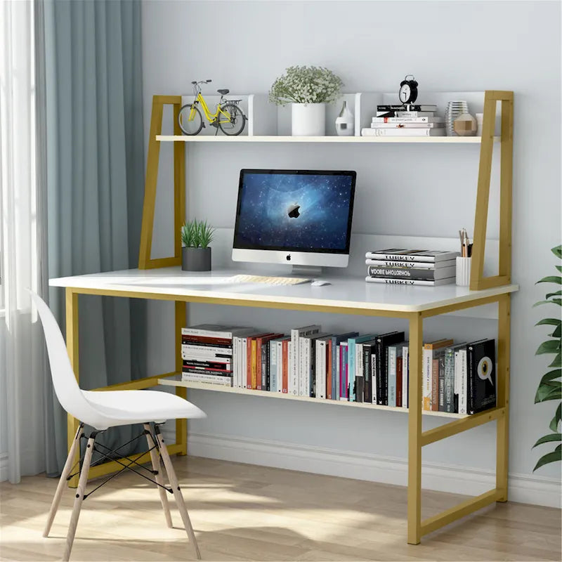 Scrivania da computer da 47 pollici con alzatina e libreria