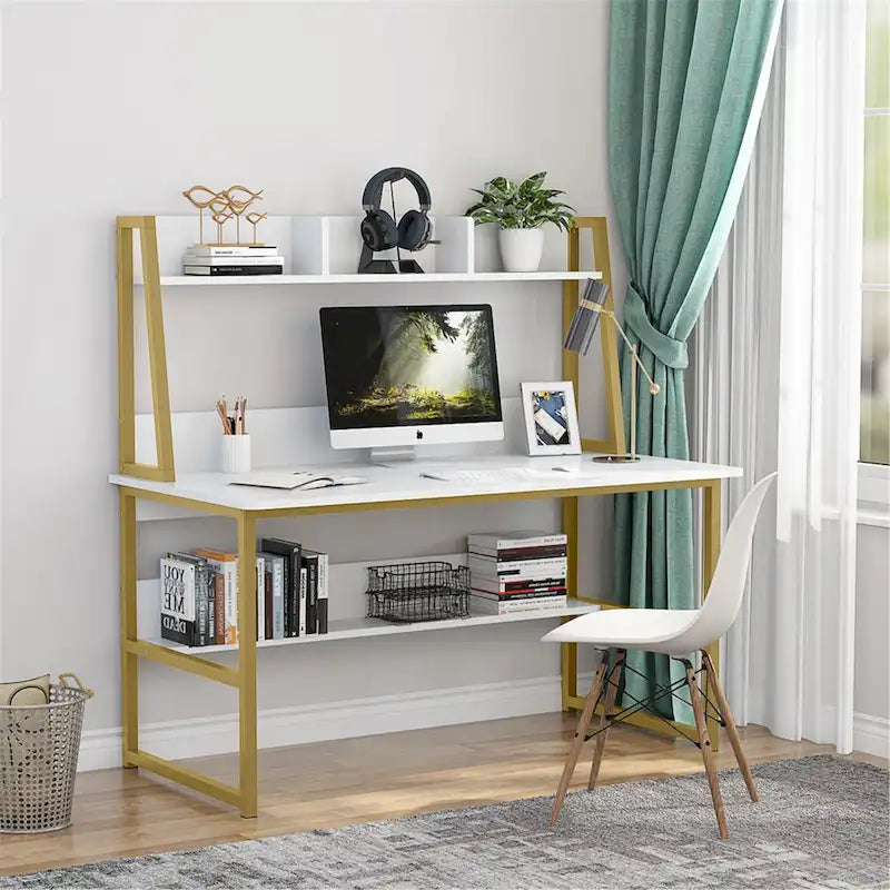 Scrivania da computer da 47 pollici con alzatina e libreria