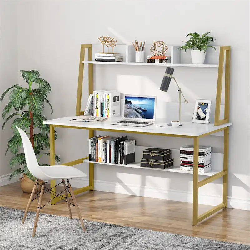 Scrivania da computer da 47 pollici con alzatina e libreria