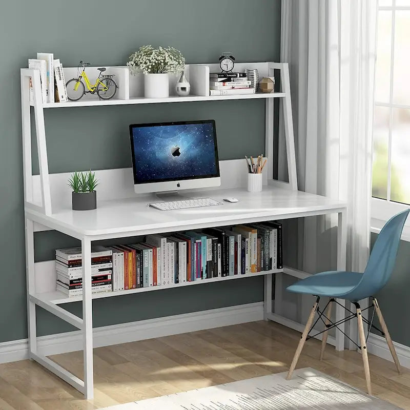 Scrivania da computer da 47 pollici con alzatina e libreria