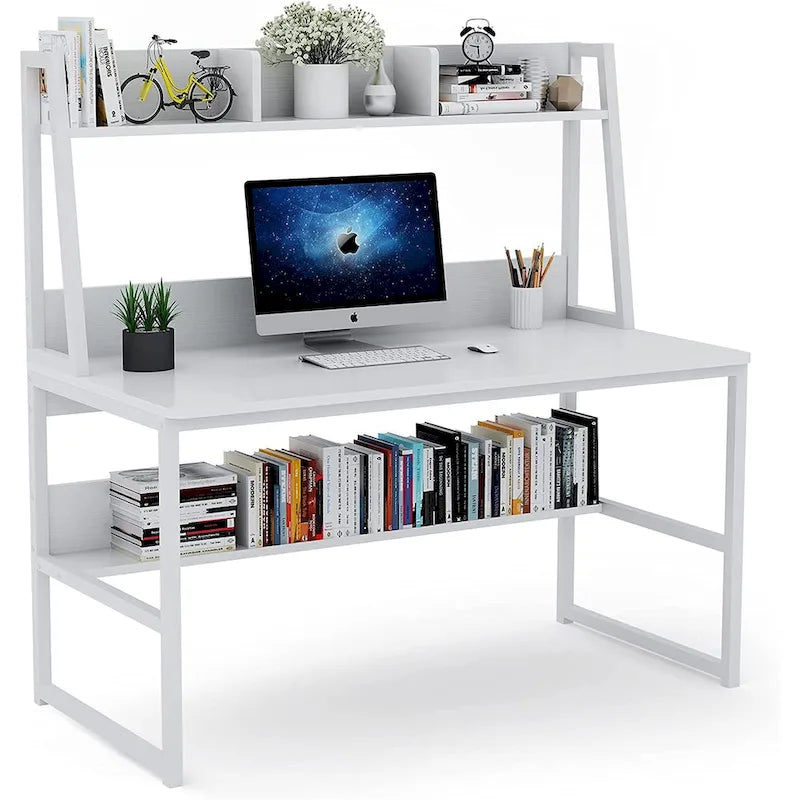 Scrivania da computer da 47 pollici con alzatina e libreria