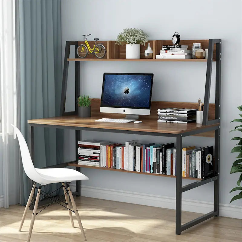 Scrivania da computer da 47 pollici con alzatina e libreria