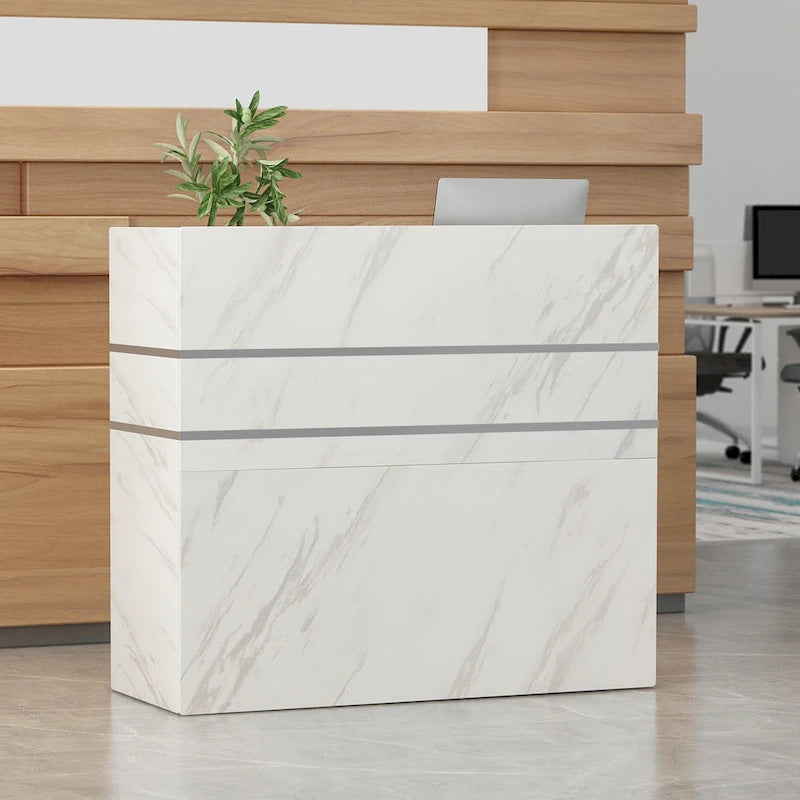 Scrivania da ufficio in legno massello con 3 cassetti per computer da reception