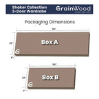 Armadio Shaker in legno a 3 ante - 60x72x22