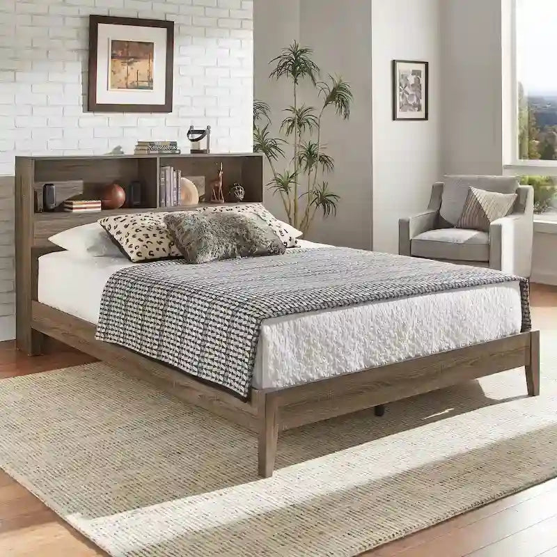 Letto matrimoniale Malins Bookcase Platform con USB di