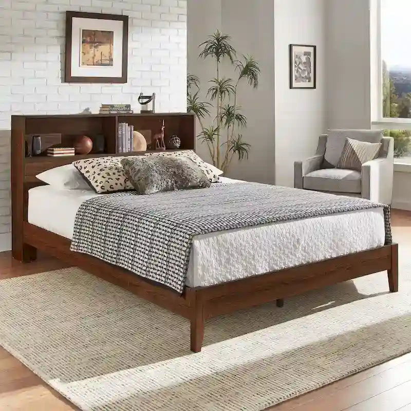 Letto matrimoniale Malins Bookcase Platform con USB di