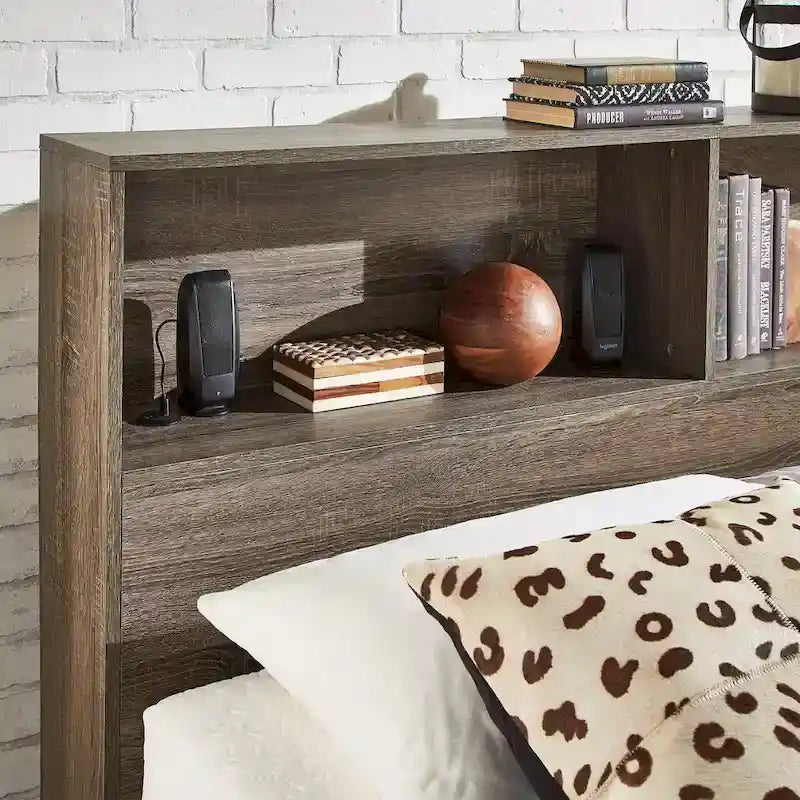 Letto matrimoniale Malins Bookcase Platform con USB di