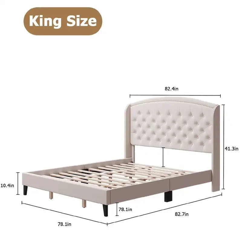 Letto Imbottito con Testiera a Orecchioni, Misura King