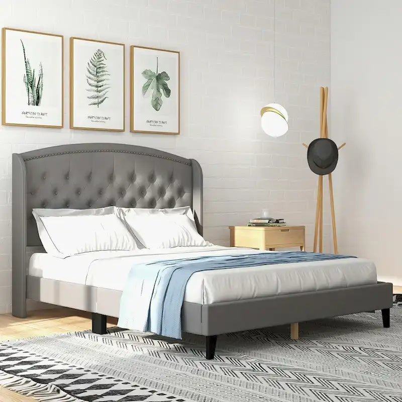 Letto Imbottito con Testiera a Orecchioni, Misura King