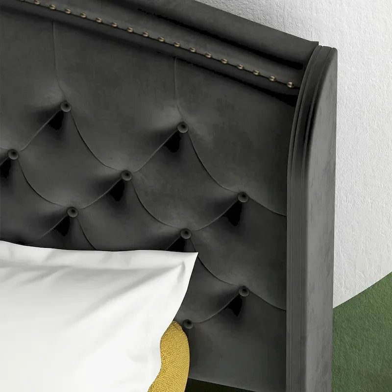 Letto Imbottito con Testiera a Orecchioni, Misura King