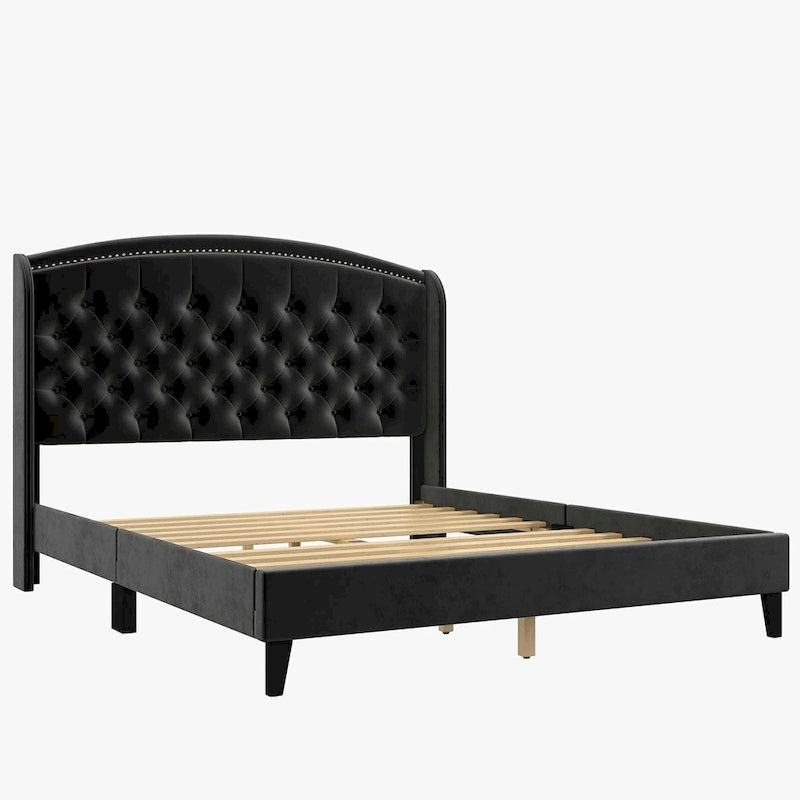 Letto Imbottito con Testiera a Orecchioni, Misura King