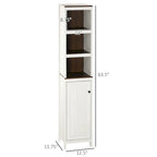 kleankin Mobile Alto da Bagno, Armadietto a Torre Indipendente con 3 Ripiani Aperti e Ripiano Regolabile, Bianco Antico