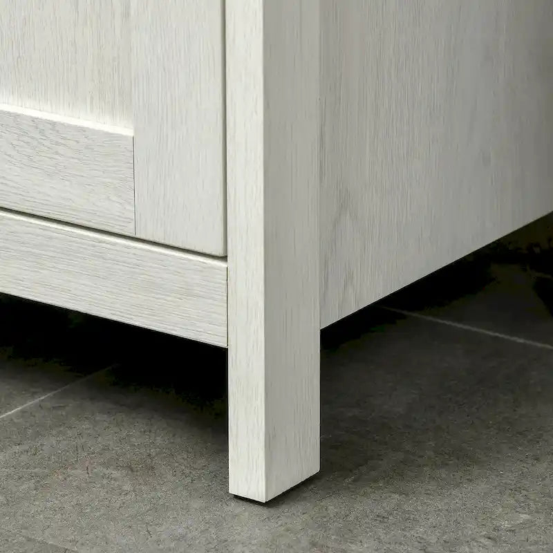 kleankin Mobile Alto da Bagno, Armadietto a Torre Indipendente con 3 Ripiani Aperti e Ripiano Regolabile, Bianco Antico