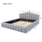Telaio letto Queen imbottito in velluto con testiera a conchiglia per camera da letto, nessuna necessità di box spring, Beige
